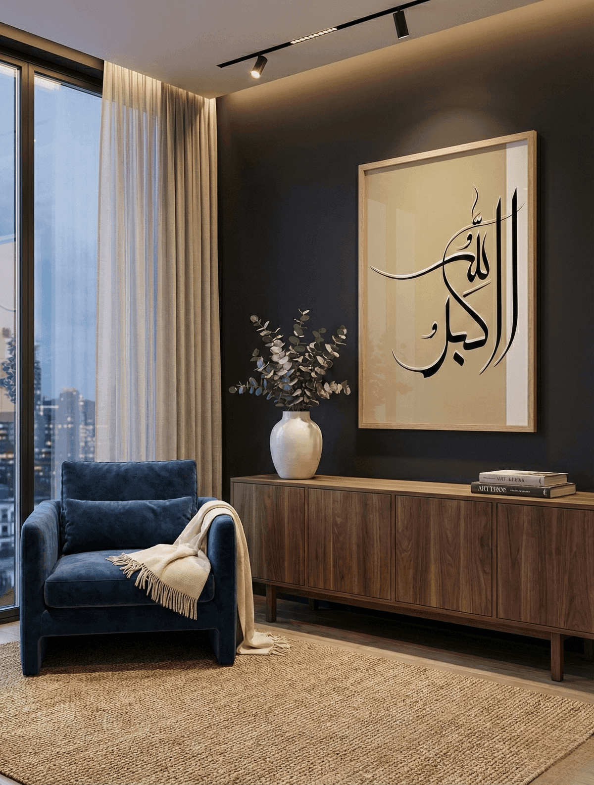 Tableau calligraphie arabe — Allahu Akbar — Édition Dorée